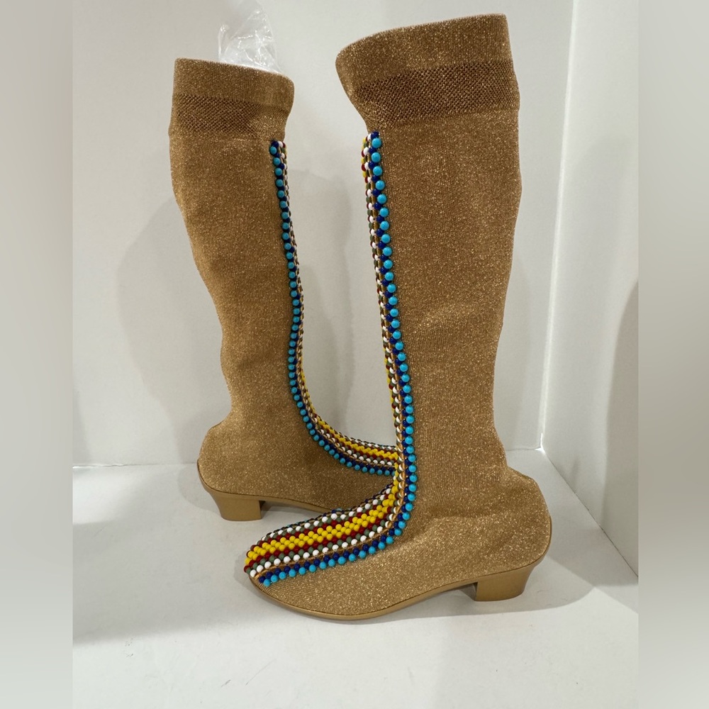 Salvatore Ferragamo Limited Edition Gold Women Boots Sz 8 - Picture 2 of 8